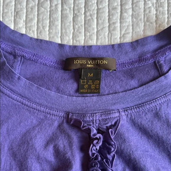 Authentic Louis Vuitton Purple Ruffled Short Sleeve Top - Picture 2 of 3